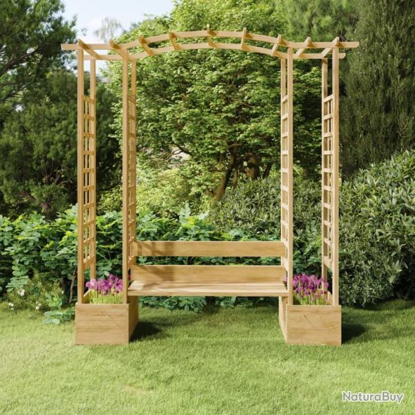 Pergola de jardin avec banc et jardinires Bois de pin imprgn alsavelo