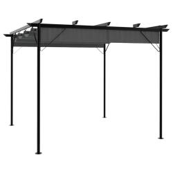 Pergola avec toit r&eacute;tractable anthracite 3x3 m acier 180 g/m&sup2; alsavelo