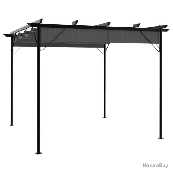 Pergola avec toit rtractable anthracite 3x3 m acier 180 g/m alsavelo