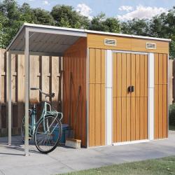 Abri de jardin avec toit prolong&eacute; marron clair 277x110,5x181 cm