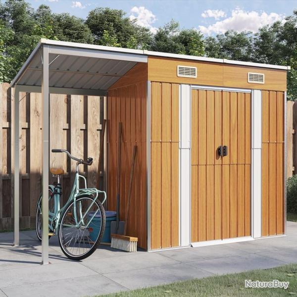 Abri de jardin avec toit prolong� marron clair 277x110,5x181 cm