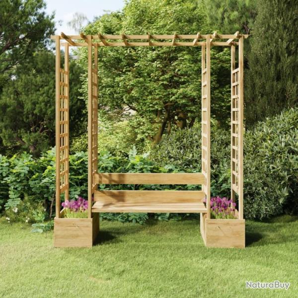 Pergola de jardin avec banc et jardinires Bois de pin imprgn alsavelo