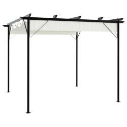 Pergola avec toit r&eacute;tractable Blanc cr&egrave;me 3 x 3 m Acier