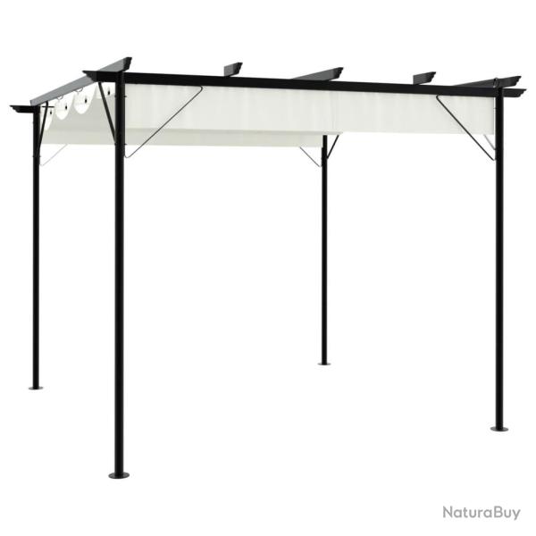 Pergola avec toit r�tractable Blanc cr�me 3 x 3 m Acier