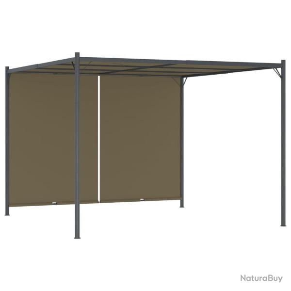 Pergola de jardin avec auvent rtractable 3x3 m Taupe 180 g/m alsavelo