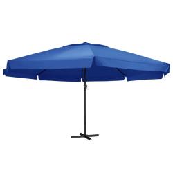 Parasol de jardin avec m&acirc;t en aluminium 500 cm bleu azur&eacute;