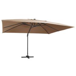 Parasol de jardin en porte-&agrave;-faux lumi&egrave;res LED m&acirc;t en aluminium alsavelo