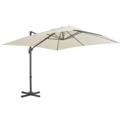 Parasol de jardin en porte-&agrave;-faux et poteau en aluminium sable