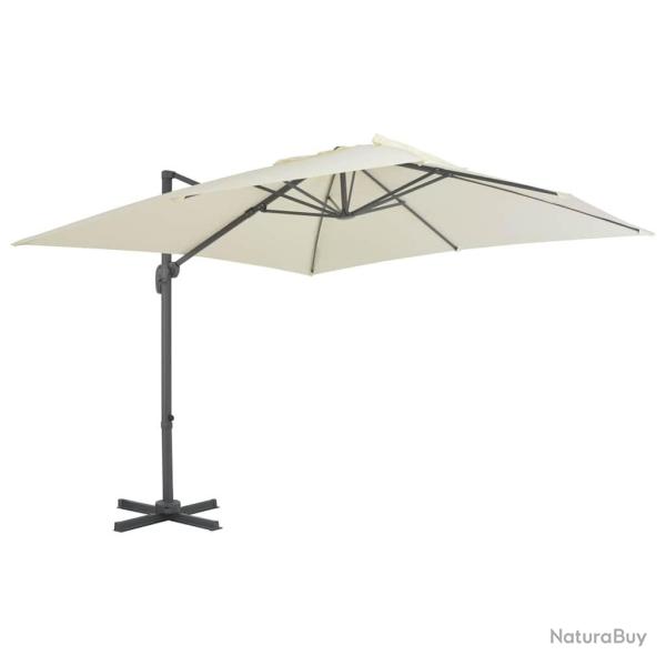 Parasol de jardin en porte--faux et poteau en aluminium sable alsavelo