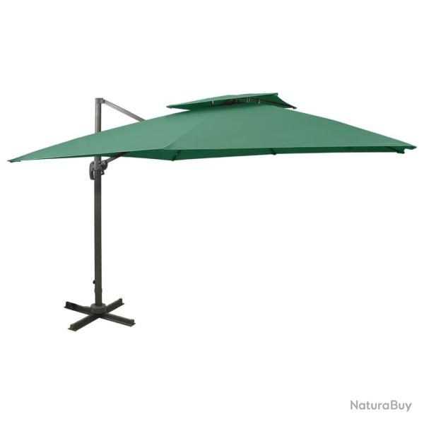 Parasol de jardin en porte--faux avec double toit vert alsavelo