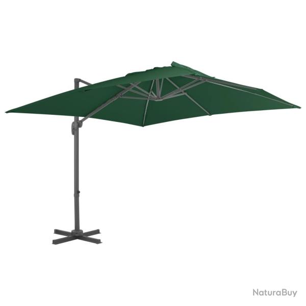 Parasol de jardin en porte-�-faux et poteau en aluminium vert alsavelo