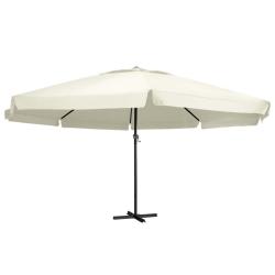 Parasol de jardin avec m&acirc;t en aluminium 600 cm Blanc sable