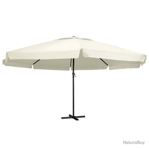 Parasol de jardin avec m�t en aluminium 600 cm Blanc sable