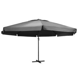 Parasol de jardin avec m&acirc;t en aluminium 600 cm anthracite