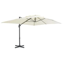 Parasol de jardin en porte-&agrave;-faux et poteau en aluminium sable
