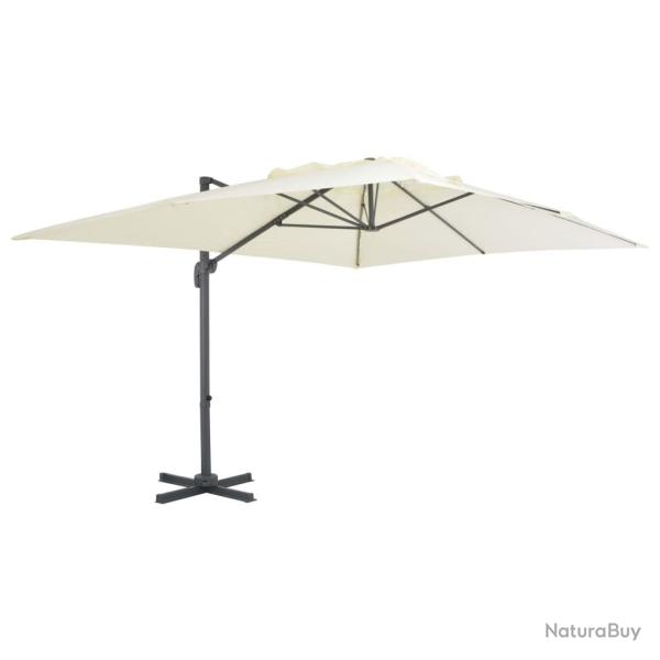 Parasol de jardin en porte-�-faux et poteau en aluminium sable