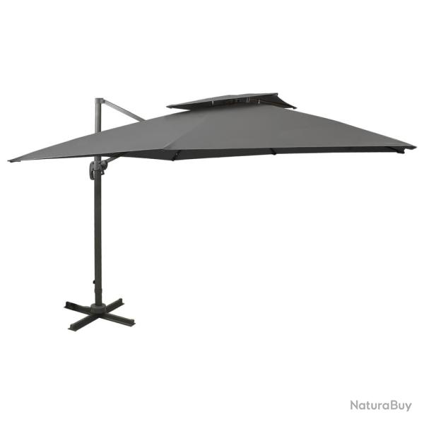 Parasol de jardin en porte-�-faux avec double toit anthracite