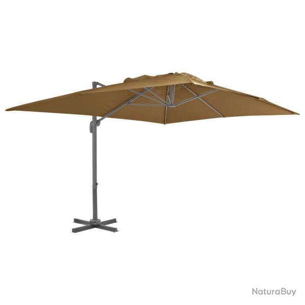 Parasol de jardin en porte-�-faux et poteau en aluminium taupe