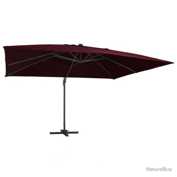Parasol de jardin en porte--faux lumires LED rouge bordeaux alsavelo