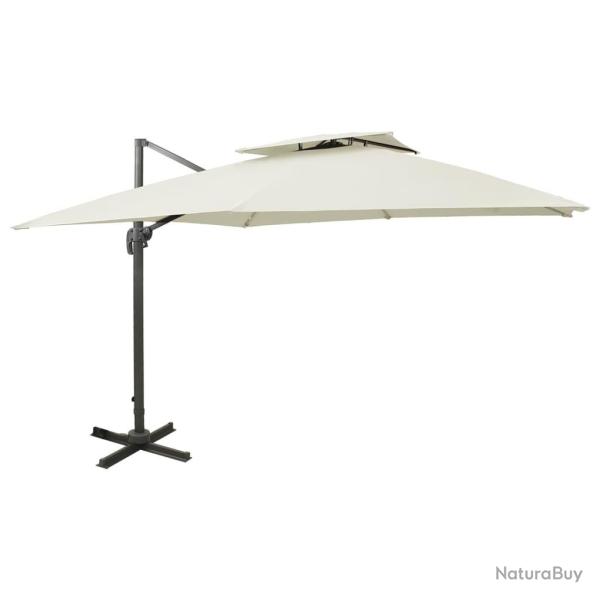 Parasol de jardin en porte-�-faux avec double toit sable