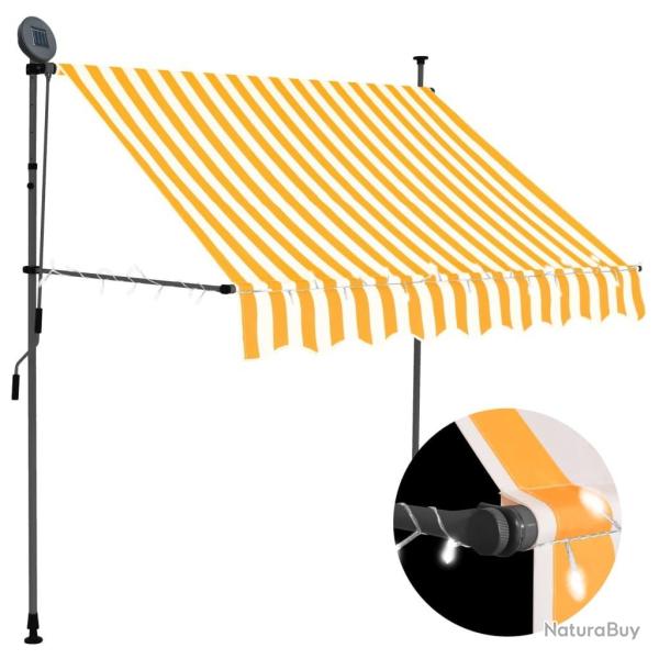 Auvent manuel r�tractable avec LED 150 cm Blanc et orange