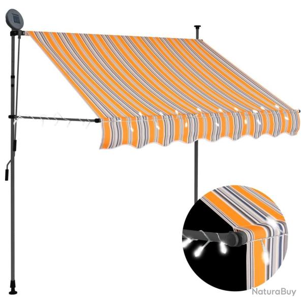 Auvent manuel r�tractable avec LED 150 cm Jaune et bleu