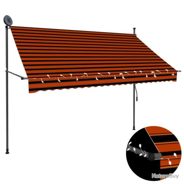 Auvent manuel rtractable avec LED 250 cm Orange et marron alsavelo