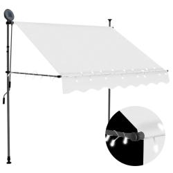 Auvent manuel r&eacute;tractable avec LED 150 cm Cr&egrave;me