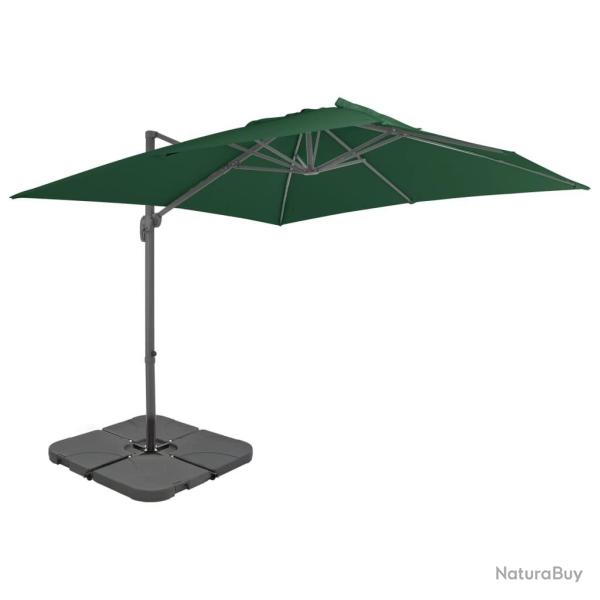 Parasol de jardin avec base portable vert alsavelo
