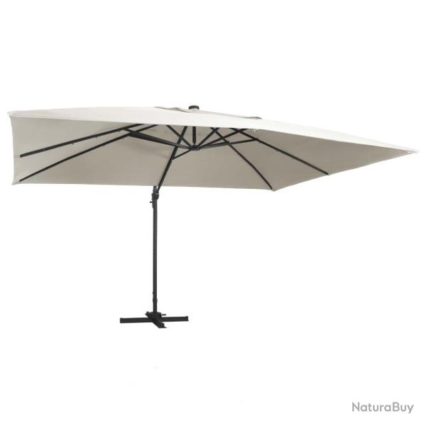 Parasol de jardin en porte-�-faux lumi�res LED m�t en aluminium