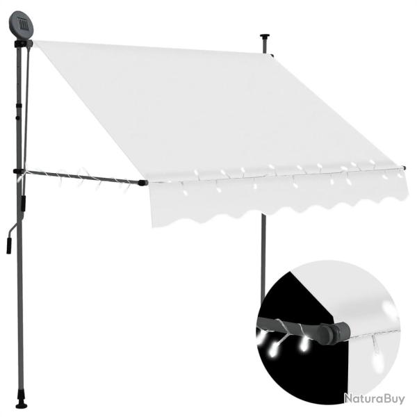 Auvent manuel rtractable avec LED 200 cm Crme alsavelo