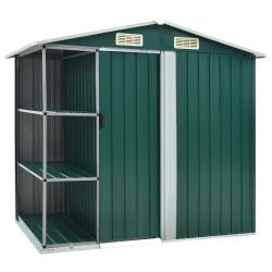Abri de jardin avec &eacute;tag&egrave;re Vert 205x130x183 cm Fer
