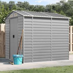 Abri de jardin gris clair 191x215x198 cm acier galvanis&eacute;