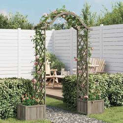 Pergola de jardin avec jardini&egrave;re Gris Bois pin massif