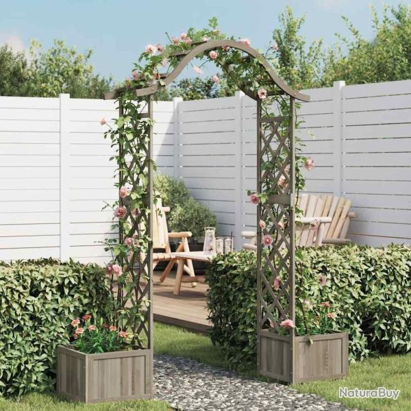 Pergola de jardin avec jardinire Gris Bois pin massif alsavelo