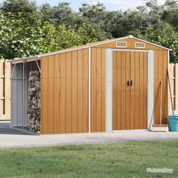 Abri de jardin marron clair 277x192,5x179 cm acier galvanis alsavelo