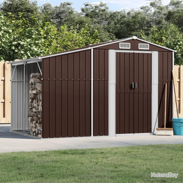 Abri de jardin marron 277x192,5x179 cm acier galvanis�