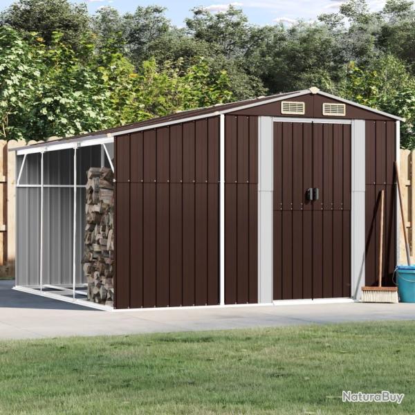 Abri de jardin marron 277x279x179 cm acier galvanis�