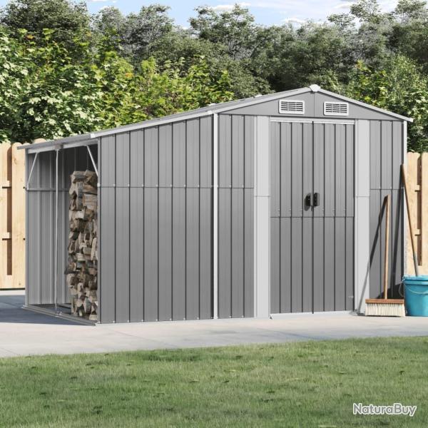 Abri de jardin gris 277x192,5x179 cm acier galvanis�