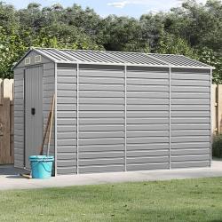 Abri de jardin gris clair 191x300x198 cm acier galvanis&eacute;