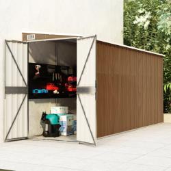 Abri de jardin mural Marron 118x382x178 cm Acier galvanis&eacute;