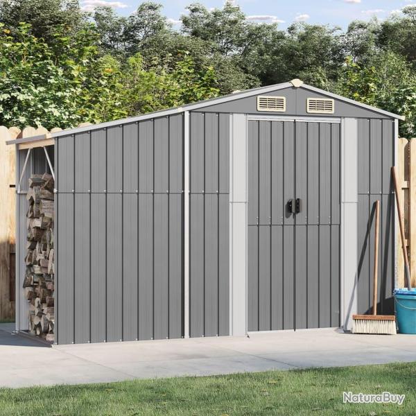 Abri de jardin gris 277x93x179 cm acier galvanis�