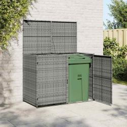 Abri de poubelle double R&eacute;sine tress&eacute;e Anthracite 148x77x111cm
