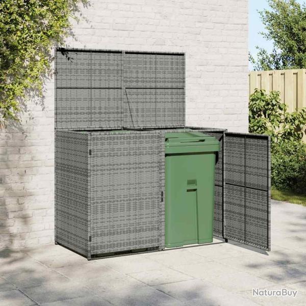 Abri de poubelle double R�sine tress�e Anthracite 148x77x111cm