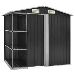 Abri de jardin avec &eacute;tag&egrave;re Anthracite 205x130x183 cm Fer