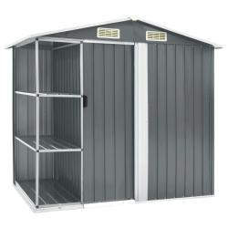 Abri de jardin avec &eacute;tag&egrave;re Gris 205x130x183 cm Fer