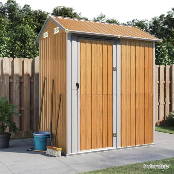 Abri de jardin marron clair 192x152,5x237 cm acier galvanis alsavelo