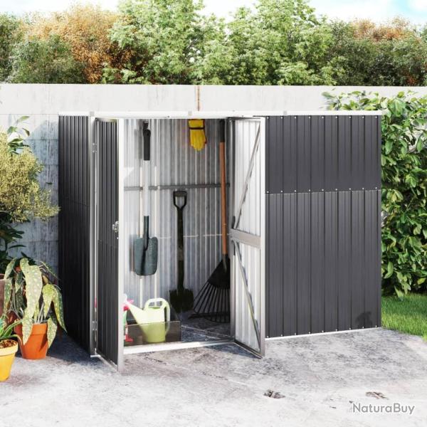 Abri � outils de jardin anthracite 225x89x161cm acier galvanis�
