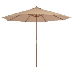 Parasol d'ext&eacute;rieur avec m&acirc;t en bois 300 cm taupe alsavelo