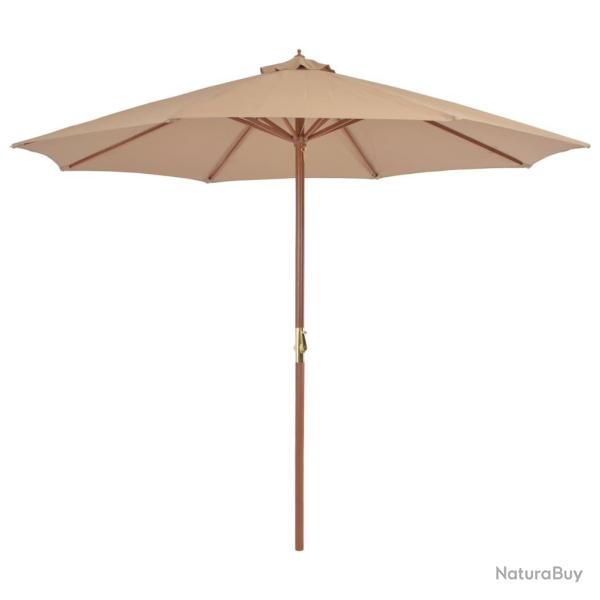 Parasol d'ext�rieur avec m�t en bois 300 cm taupe